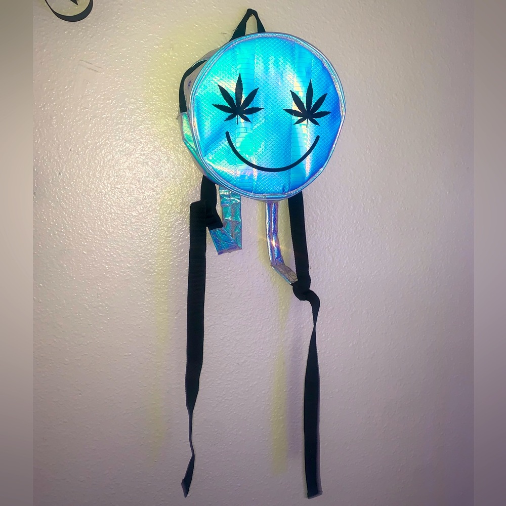 Holographic plant smiley mini backpack